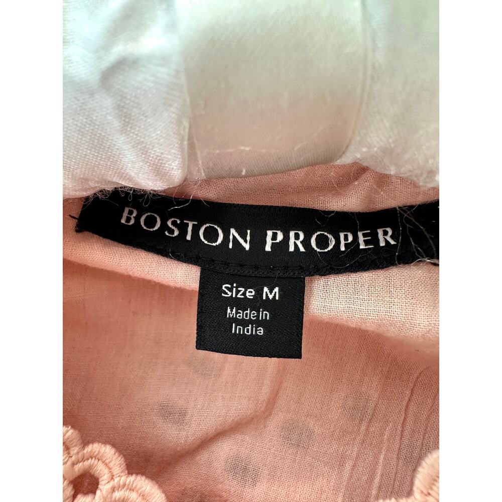 BOSTON PROPER Blush Pink Eyelet Lace Romantic Boho Blouse Top | Medium - Picture 7 of 7